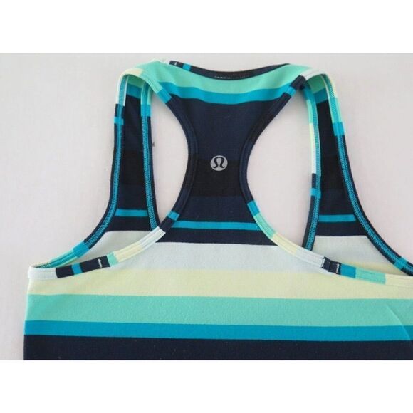 Lululemon Women's Sz 2 Multicolor Striped Racerback Tank Top $78 - Picture 3 of 3